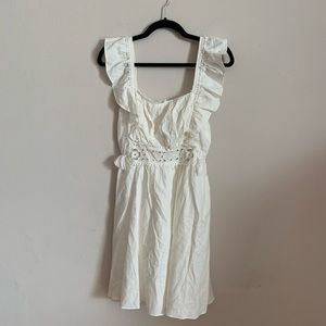 Max Studio White Embroidered Ruffle Dress NWT